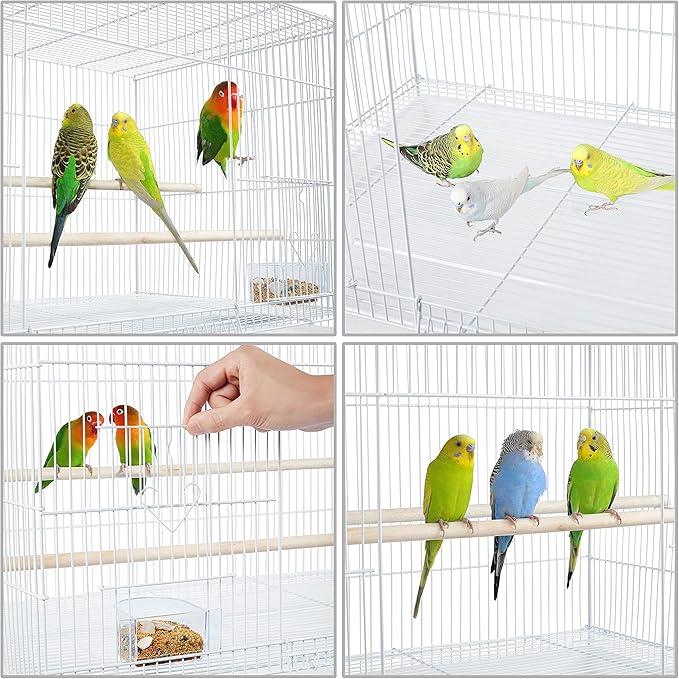 Yaheetech 2-Pack Flight Bird Cages for Parrots Budgies Parakeets Cockatiels Conures Budgies Finches Lovebirds Canaries Breeding Birdcage with Detachable Rolling Stand, White