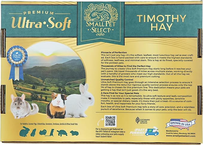 Small Pet Select - Premium Ultra Soft Timothy Hay, Rabbits, Guinea Pigs, Chinchillas, 2lb