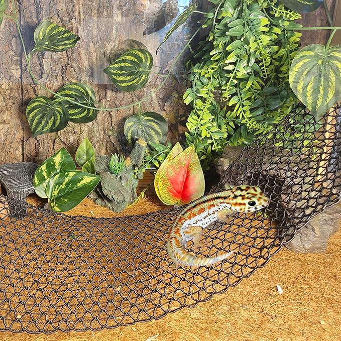 Bearded Dragon Hammock Lizard Climbing Hammock Lounger Collapsible Reptile Climbing Wall Bridge Tank Accessories for Gecko Snake Hermit Crab Chameleon (1 Pcs)