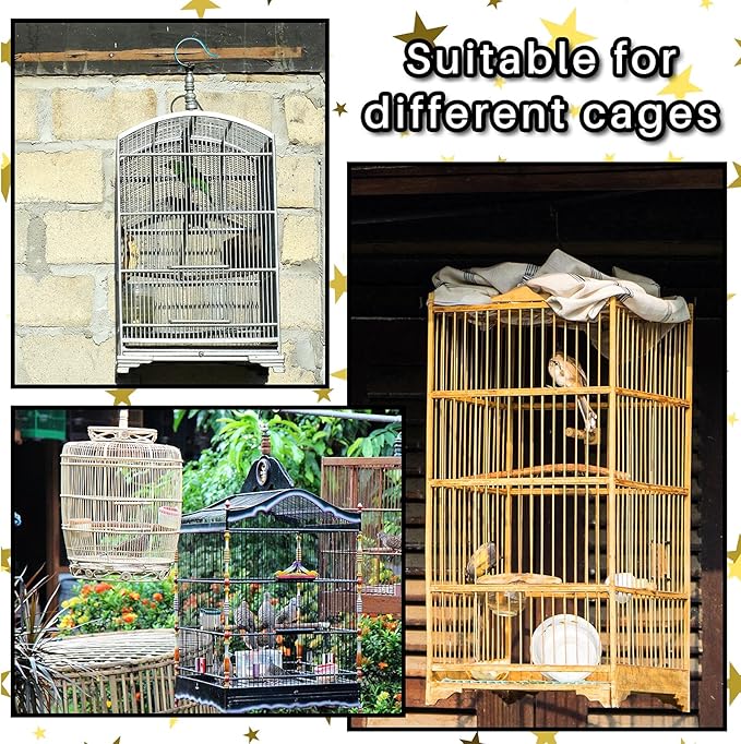 Shappy Large Bird Cage Cover, Bird Cage Seed Catcher, Adjustable Star Pattern Nylon Mesh Net for Parrot Parakeet Macaw Pet Supplies(White)