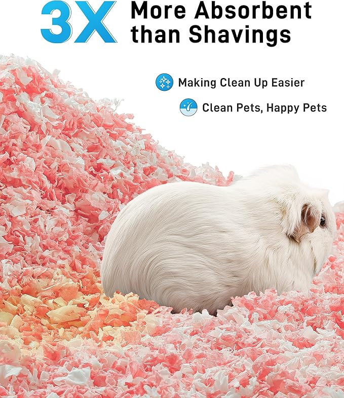 BUCATSTATE Hamster Bedding 101L, 99% Dust-Free Guinea Pig Bedding Odor Control Paper Bedding, Cozy Small Animal Bedding for Rabbit Rat Syrian Dwarf Hamsters Gerbils (Pink)