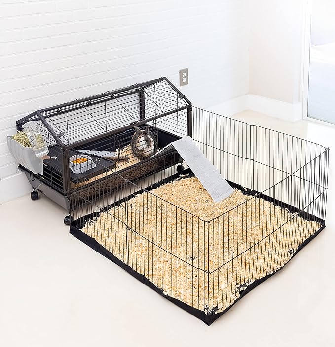 Midlee Small Animal Guinea Pig House and Habitat Canvas Bottom Water Bottle Feeder with Playpen