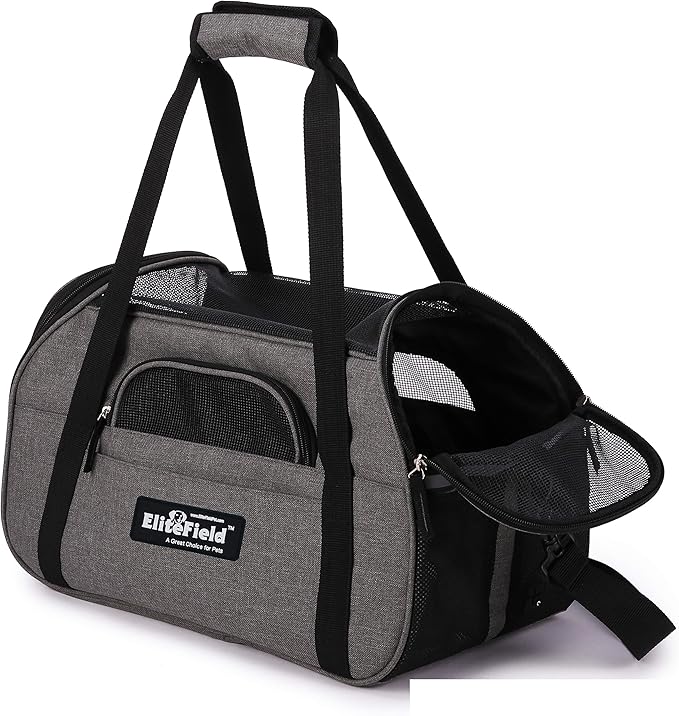EliteField Soft Sided Pet Carrier (3 Year Warranty, Airline Approved), Multiple Sizes and Colors Available (Large: 19" L x 10" W x 13" H, Charcoal Gray)