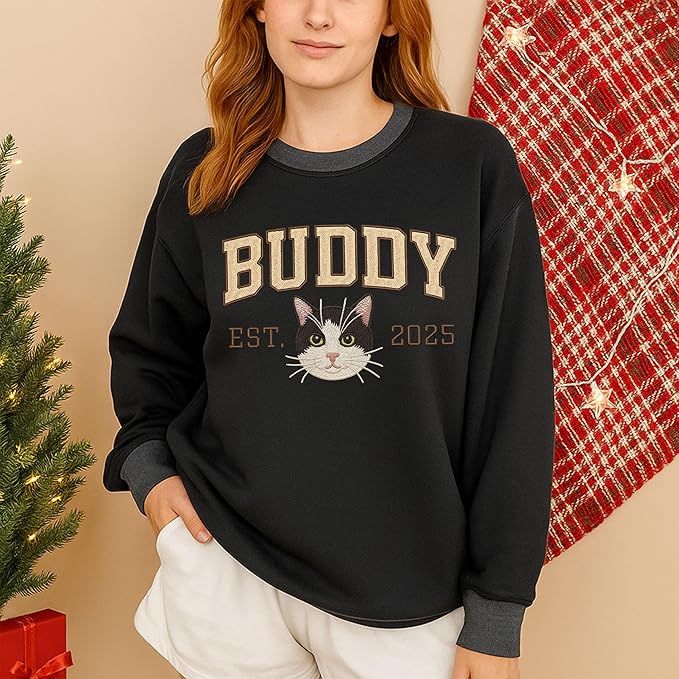 NAZENTI Personalized Dog Sweatshirt, Custom Photo Shirts, Dog Embroidered Shirt for Women, Men, Pet Lovers Gifts, Mom Gift