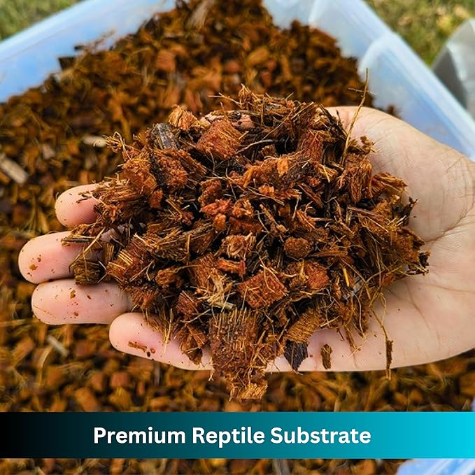Premium Coconut Chip Substrate for Reptiles | 10 LB Compressed Block Expands to 72 Quarts | Natural Bedding for Ball Python, Tortoise, Bearded Dragon Habitats