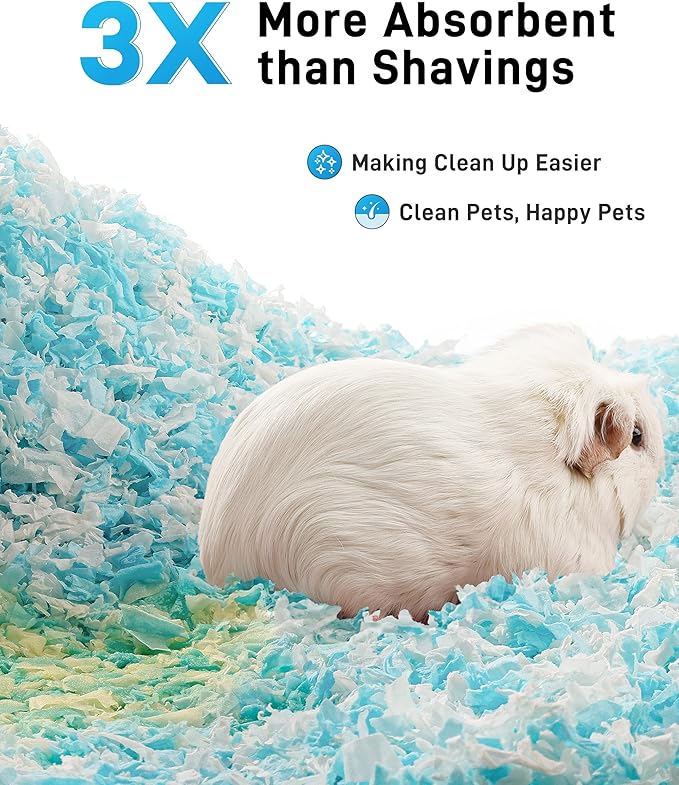 BUCATSTATE Hamster Bedding 101L, 99% Dust-Free Guinea Pig Bedding Odor Control Paper Bedding, Cozy Small Animal Bedding for Rabbit Rat Syrian Dwarf Hamsters Gerbils (Blue)