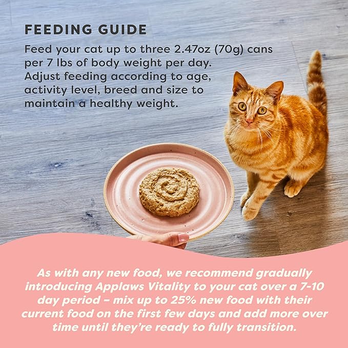 Applaws Vitality Wet Cat Food Paté, Natural Cat Food with Added Vitamins & Minerals, Grain-Free, Carrageenan Free, Chicken Breast Recipe (24 Count, 2.47 oz Cans)