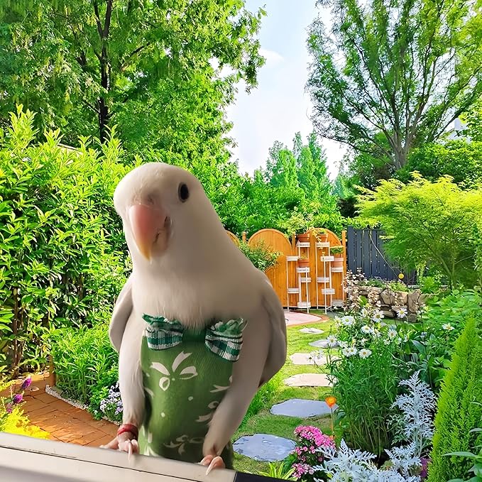 5 Pcs Bird Diapers Bird Harness Flight Suits Diapers Reusable Parrot Nappy with Waterproof Inner Layer Washable Cute Urine Wet Suit Costume for Cockatiel Conure Budgie Macaw Parakeet,M