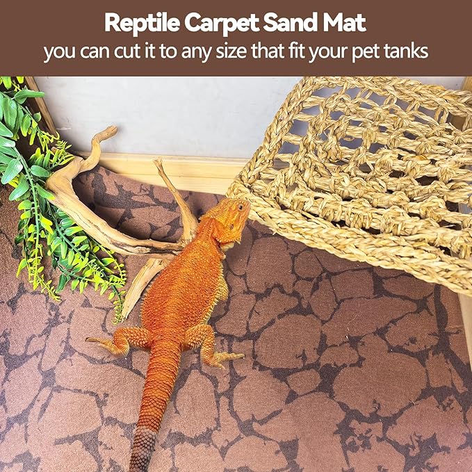 BNOSDM 2 PCS Reptile Carpet Mat Terrarium Liner Bedding Reptile Cage Mat Supplies for Tortoise Lizard Leopard Gecko Snake Chameleon 39.4" x 19.7"