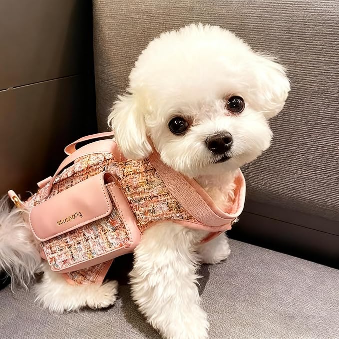 Dog Lift Harness Backpack for Small Dogs, Adjustable Straps Dog Sling Carrier for Hiking, Travel, Outdoor – Purple Medium