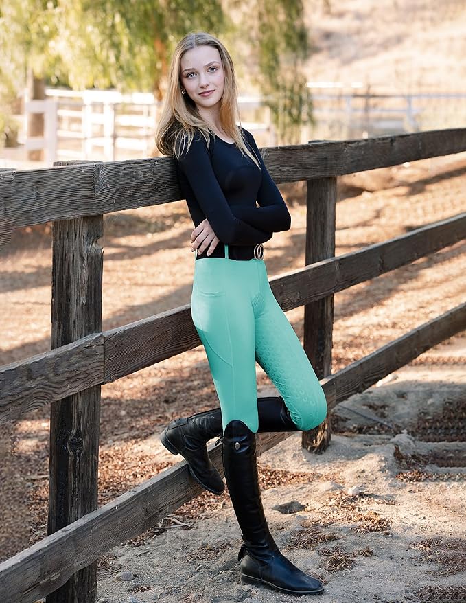 FitsT4 Sports Women's Full Seat Riding Tights Active Silicon Grip Horse Riding Tights Equestrian Breeches