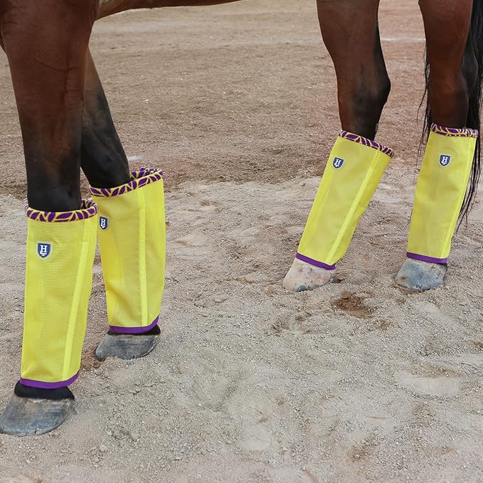 Fine Mesh Fly Boots Loose Fitting & Non-Slip Horse Fly Leggings Fleece Air Flow (Set of 4)