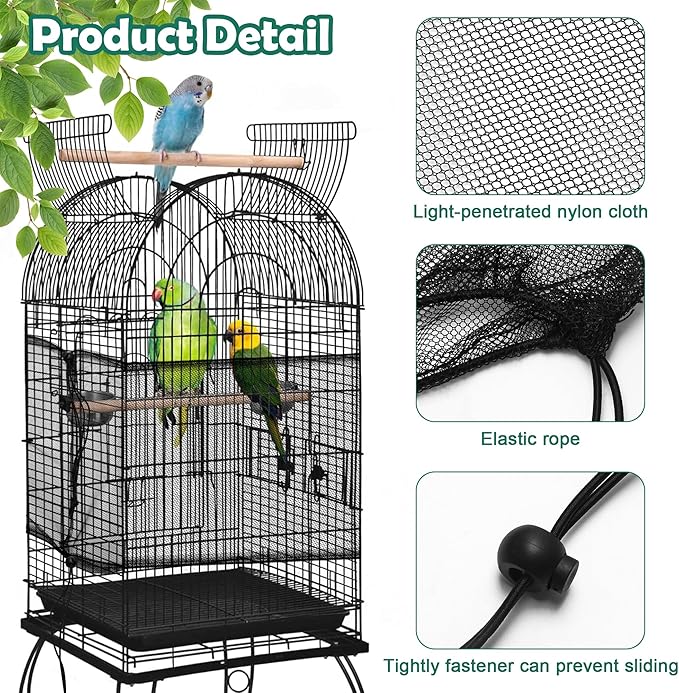 2 Pack Bird Cage Seed Catcher Guard, Bird Cage Cover,Heavy Duty Adjustable Nylon Mesh Netting Seed Catche for Parrot Parakeet Macaw African(XL-118’’*14.9’’)