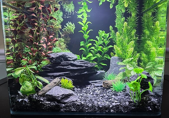 Small World Slate & Stone Aquarium Gravel - Natural Small Scale Substrate for Aquascaping Planted, Freshwater and Saltwater Tanks - Deep Grey/Black- Size 1/8"-1/4" (6 lbs)