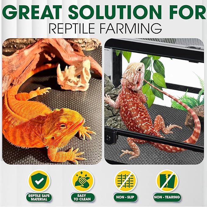 [Premium] 20’’x40” Reptile Substrate Mat with 4 PCS Rug Gripper, Extra Thick & Ultra Comfortable,Non-Slip, Reptile Tank Accessories for Bearded Dragon, Leopard Gecko (not Including Tank)