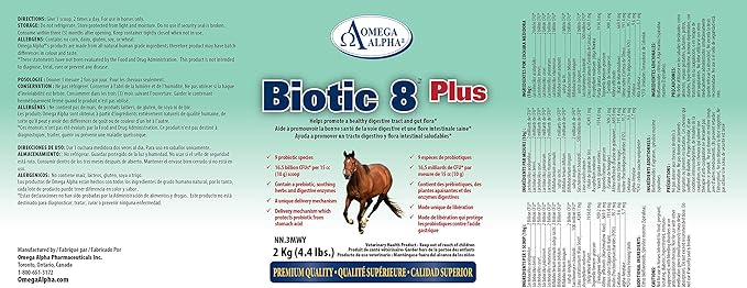 Omega Alpha Biotic 8 Plus 8.8lbs (2 X 4.4lbs.) for Horses