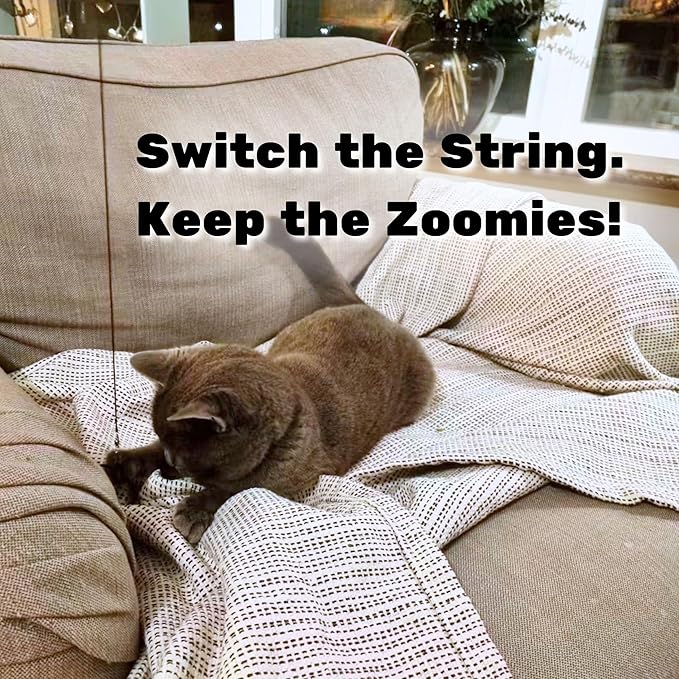 Replacement Strings for Cat Wand Toy - 3-Pieces - Chew-Proof Metal String Wire and 2 Durable Paracord Strings - Heavy Chewers Pack Cat Wand Toy Refill Strings (9 Replacement Strings)