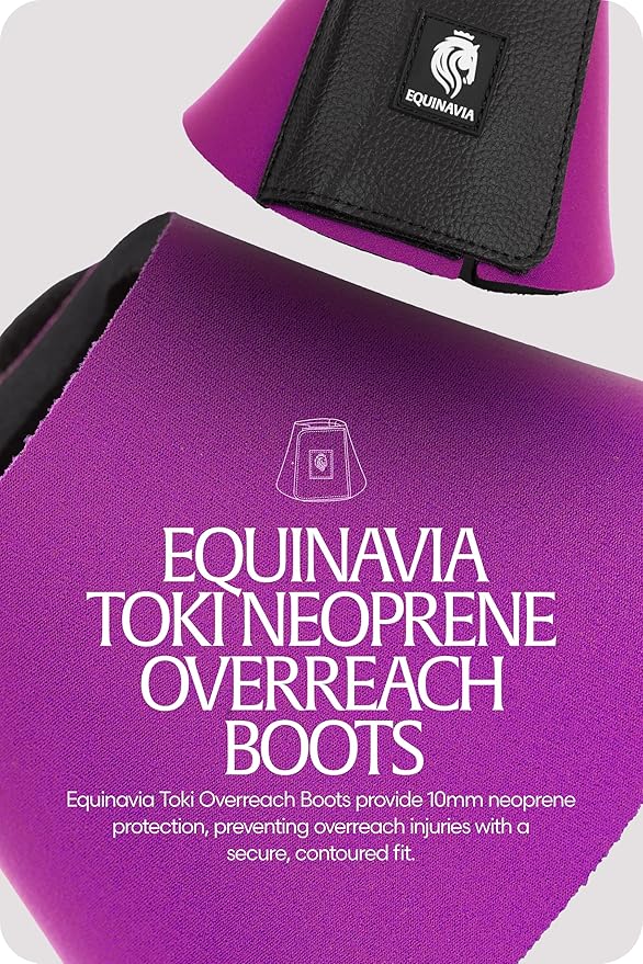 Equinavia Toki Bell Boots for Horses | Neoprene Overreach Boots - Bright Purple - M
