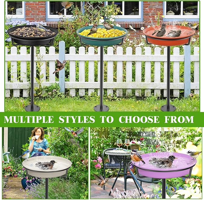 Bird Baths for Outdoors, Detachable Birdbaths for The Garden Clearance, Heavy Duty Freestanding Bird Baths, Bird Bath Bowl Spa & Birdfeeder with Metal Stake Stand (White)