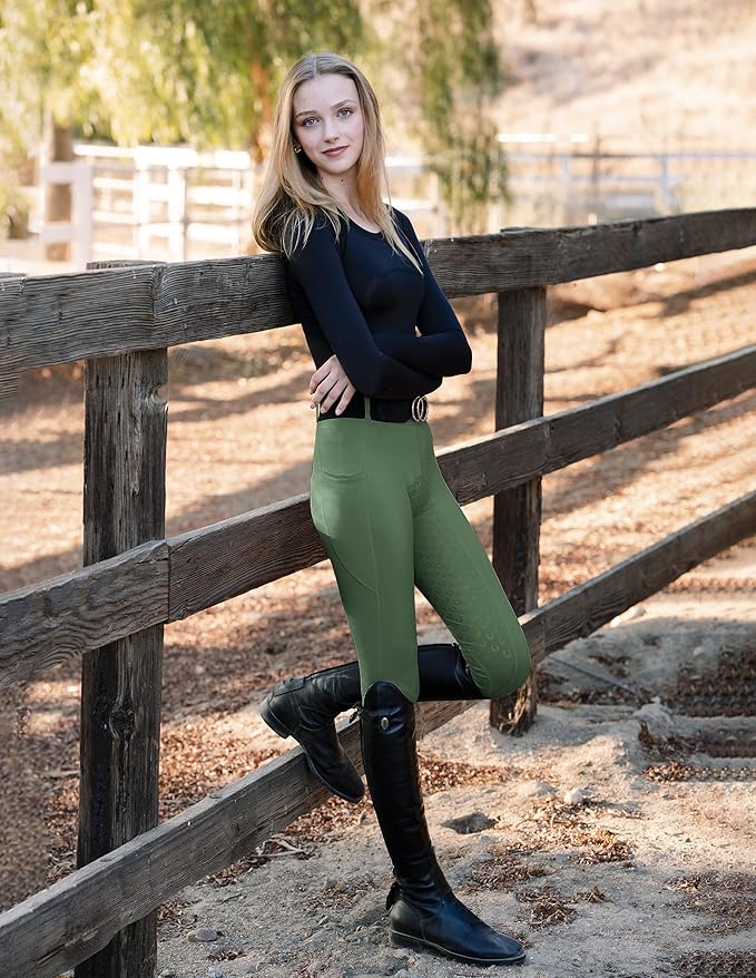 FitsT4 Sports Women's Full Seat Riding Tights Active Silicon Grip Horse Riding Tights Equestrian Breeches