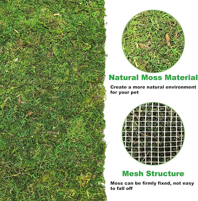 kathson Reptile Carpet, Natural Moss Mat for Terrarium, Bearded Dragon Tank Flooring Green Substrate Liner for Leopard Gecko Hermit Crab Lizard Tortoise (47.24" X 11.81")
