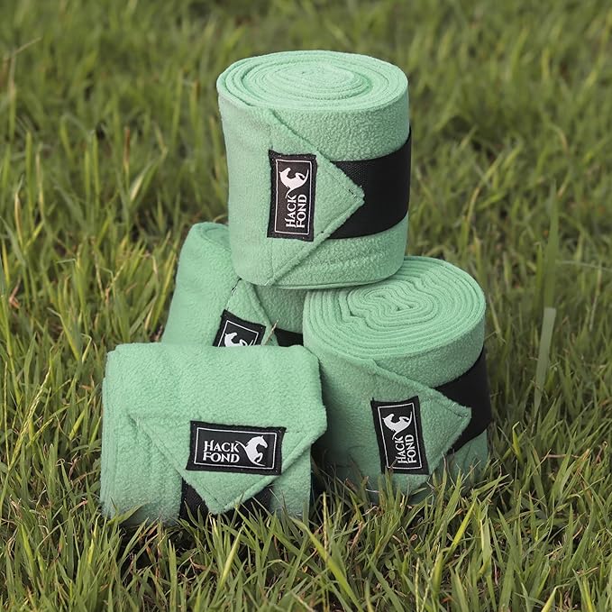 Horse Polo Leg Wraps, 5' Long Fleece Polo Wraps for Horses Set of 4, Horse Leg Bandages Stable Supplies Equestrian Boots Horse Leg Protection Light Mint