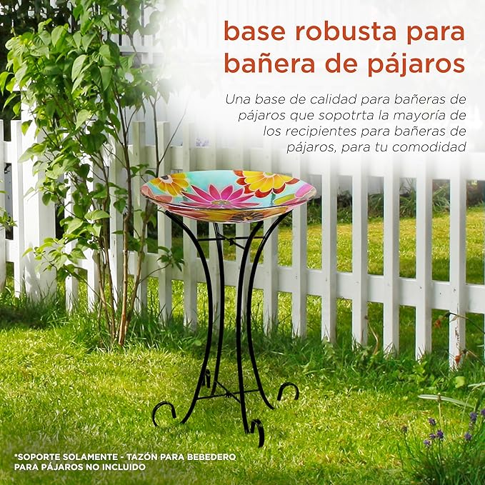 Alpine Corporation 18" Outdoor Birdbath Bowl Topper with Metal Stand, Garden Decor