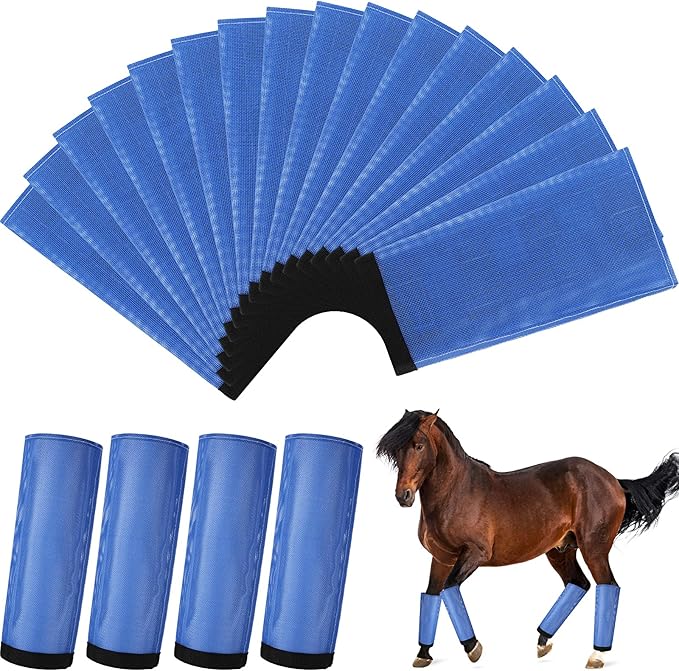 Set of 16 Mesh Fly Boots for Horse Breathable Mesh Horse Boots Protective Horse Leg Wraps Horse Leggings for Preventing Flies and Mosquitoes Bites