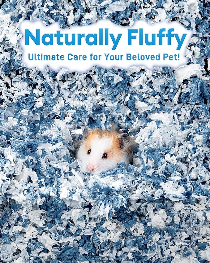 BUCATSTATE Hamster Bedding 15L, 99% Dust-Free Guinea Pig Paper Bedding Odor Control Paper Bedding, Cozy Small Animal Bedding for Rabbit Rat Syrian Dwarf Hamsters Gerbils (Ocean Blue)