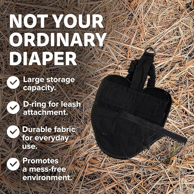 Hen Holster Wrap-Around Bird Diaper & Harness for Hens, Roosters, Ducks, Geese - with Removable Vinyl Liner, Adjustable Fit for Outdoor Adventures & Indoor Use - Easy to wear - XL, Black