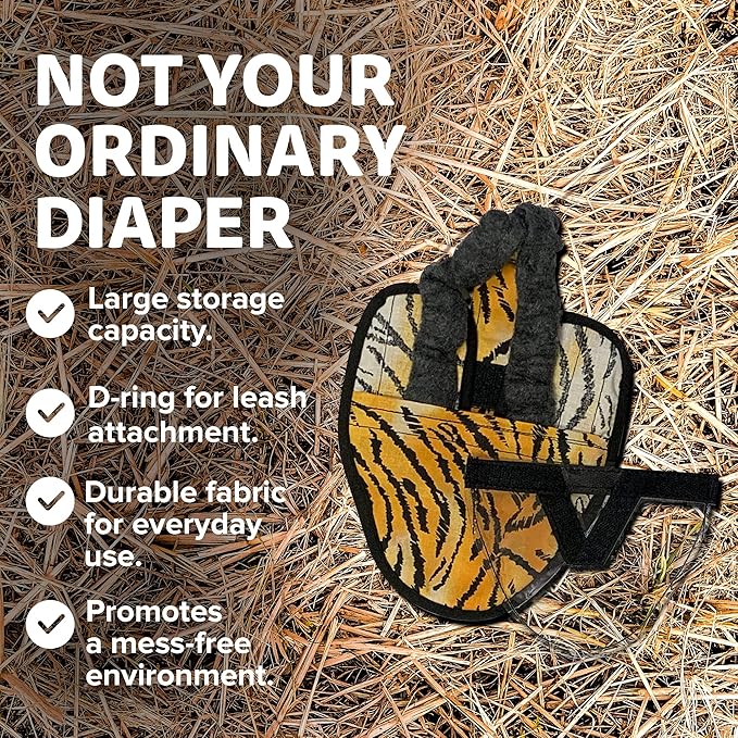 Hen Holster Wrap-Around Bird Diaper & Harness for Larger Pigeons, Small Breed - with Removable Liner, Adjustable Fit for Outdoor Adventures & Indoor Use, Easy to wear - Tiger, XS
