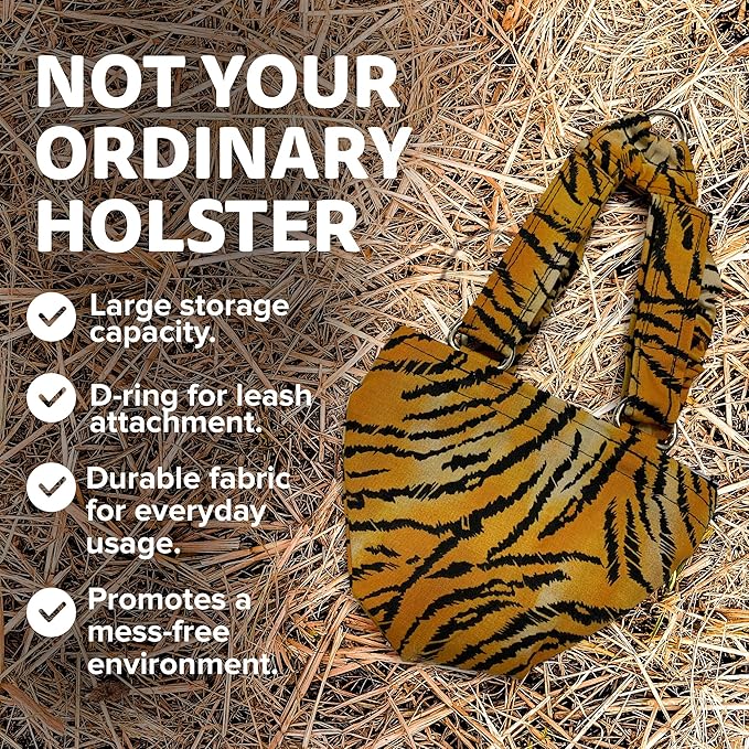 Hen Holster Bikini Diaper, Bird Diaper & Harness for Hens, Roosters, Ducks, Geese - with Removable Vinyl Liner, Adjustable Fit for Outdoor Adventures & Indoor Use - Easy to wear - S/M, Tiger