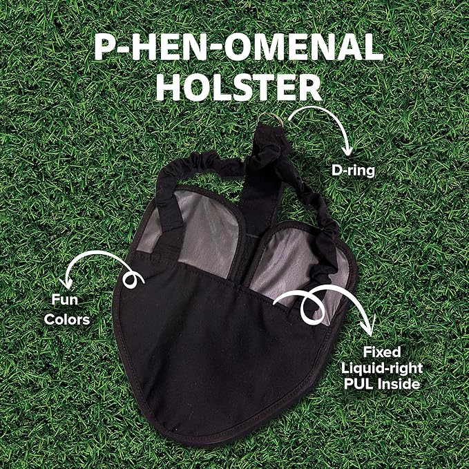 Hen Holster Bird Diaper, Wrap Around - for Hens, Roosters, Ducks, Geese, Leak-Proof Design, Comfortable Fleece Strap Bird Harness with Sewn-in Liner, Secure Hook and Loop Closure - S/M, Black