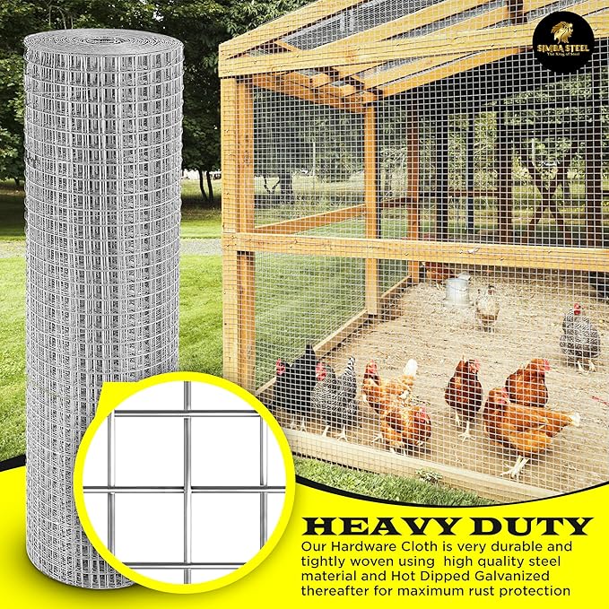 36” x 100 FT Hardware Cloth 1 inch Mesh 16 Gauge, Hot Dip Galvanised Wire Mesh, Rust Proof, Welded Cage Wire Rolls for Garden, Fence, Chicken, Rabbit, Pet Enclosures