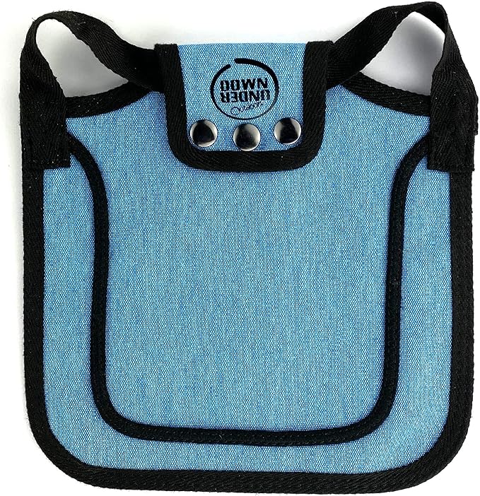 DOWN UNDER OUTDOORS 4 Pack Medium-Large Saddles with Adjustable Straps, Poultry Saver, Protector, Apron, Supplies, Care Products (Blue)