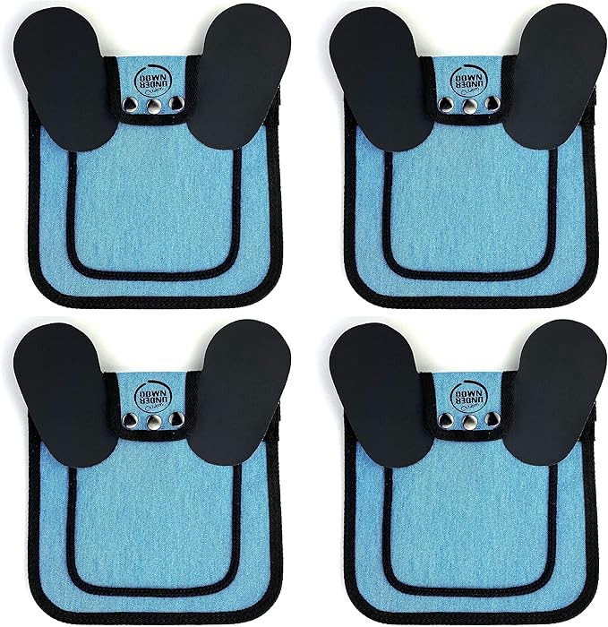 DOWN UNDER OUTDOORS 4 Pack Medium-Large Saddles with Adjustable Straps, Poultry Saver, Protector, Apron, Supplies, Care Products (Blue)