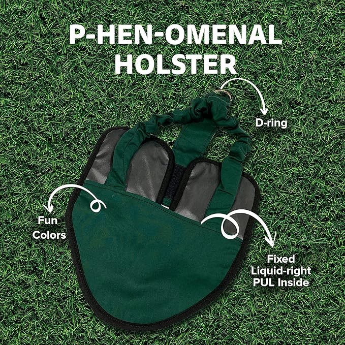 Hen Holster Bird Diaper, Wrap Around - for Hens, Roosters, Ducks, Leak-Proof Design, Comfortable Fleece Strap Bird Harness with Sewn-in Liner, Secure Hook and Loop Closure - XL, Green