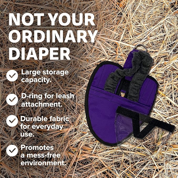 Hen Holster Wrap-Around Bird Diaper & Harness for Larger Pigeons, Small Breed - with Removable Liner, Adjustable Fit for Outdoor Adventures & Indoor Use, Easy to wear - Purple, XS