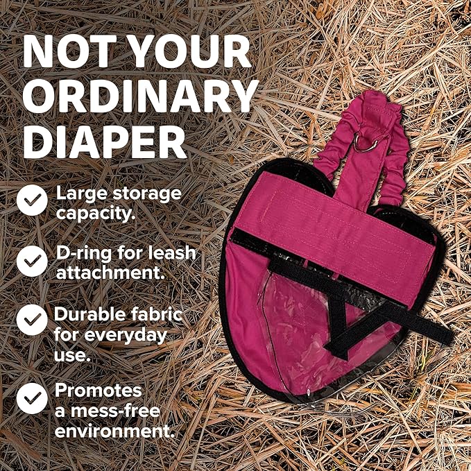 Hen Holster Wrap-Around Bird Diaper & Harness for Hens, Roosters, Ducks, Geese - with Removable Vinyl Liner, Adjustable Fit for Outdoor Adventures & Indoor Use - Easy to wear - XL, Pink