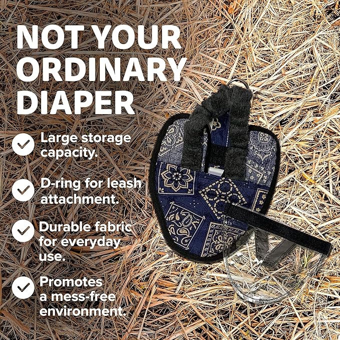 Hen Holster Wrap-Around Bird Diaper & Harness for Larger Pigeons, Small Breed - with Removable Liner, Adjustable Fit for Outdoor Adventures & Indoor Use, Easy to wear - Blue Bandana, XS