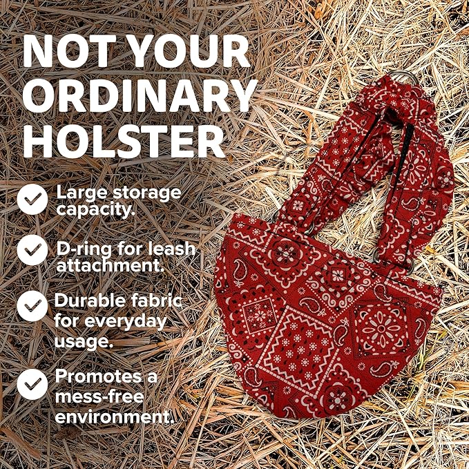 Hen Holster Bikini Diaper, Bird Diaper & Harness for Hens, Roosters, Ducks - with Removable Vinyl Liner, Adjustable Fit for Outdoor Adventures & Indoor Use - Easy to wear - S/M, Red Bandana