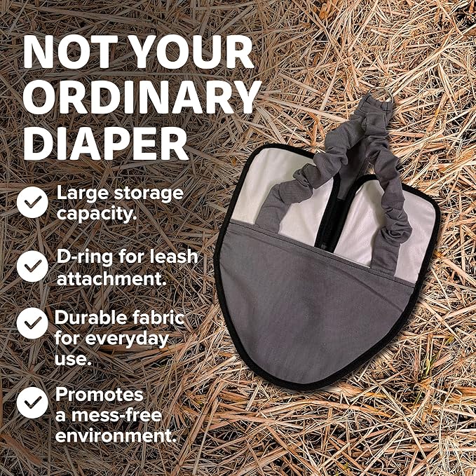 Hen Holster Bird Diaper, Wrap Around - for Hens, Roosters, Ducks, Leak-Proof Design, Comfortable Fleece Strap Bird Harness with Sewn-in Liner, Secure Hook and Loop Closure - Large, Gray